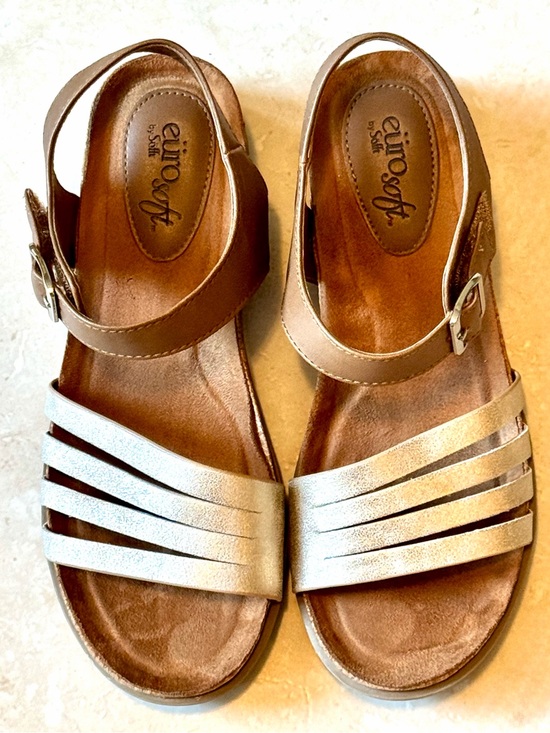 Shoes - EuroSoft Women's Metallic Strappy Sandals - Gold/Brown